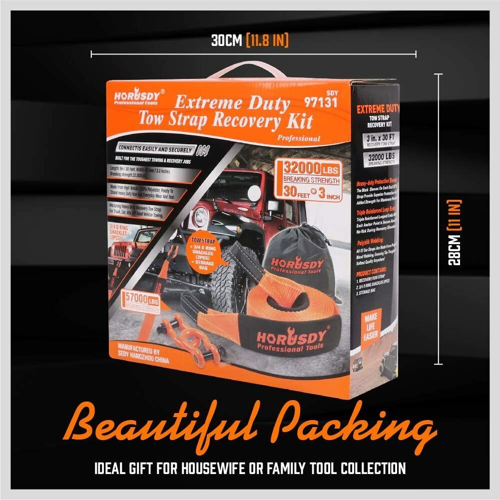 Horusdy 32,000 lb Snatch Strap Kit